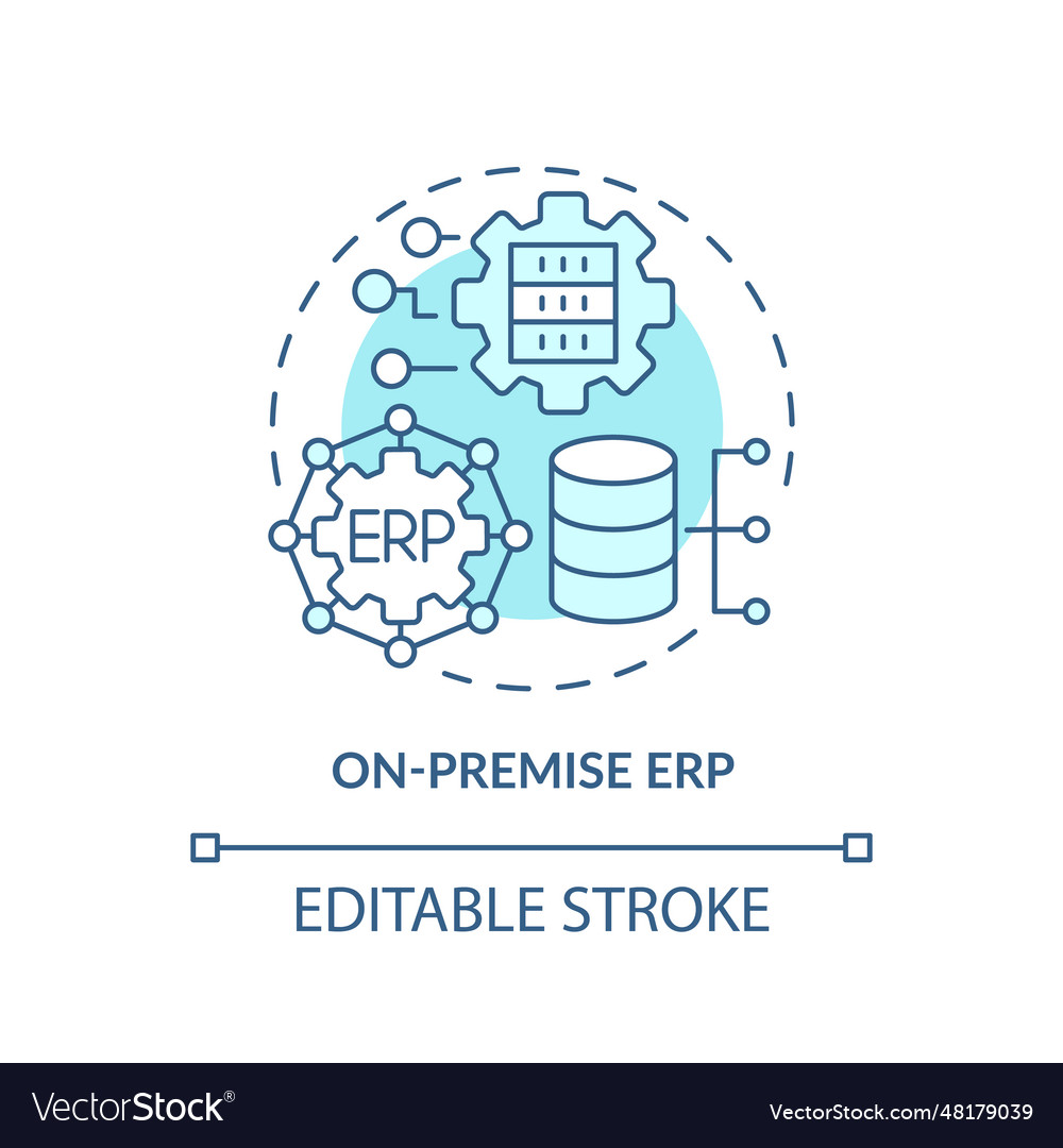 2d customizable on-premise erp blue icon concept Vector Image