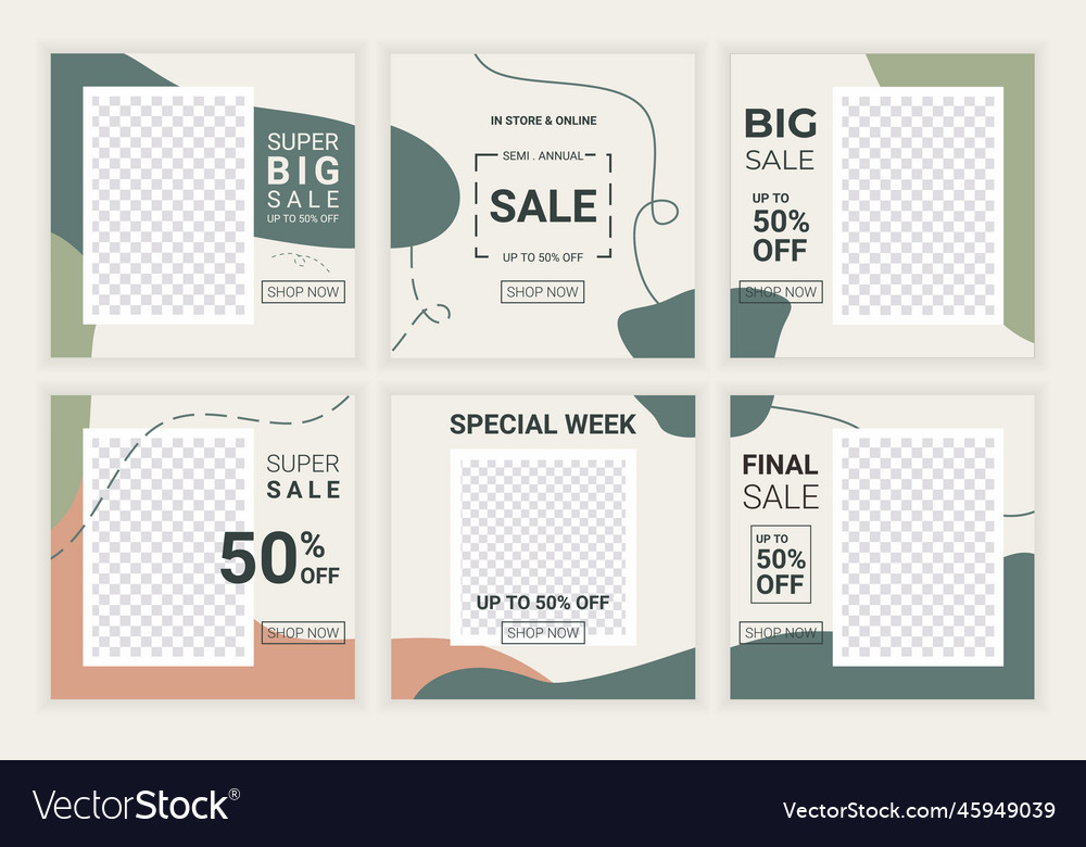 6 bundle of sale square banner minimalist modern