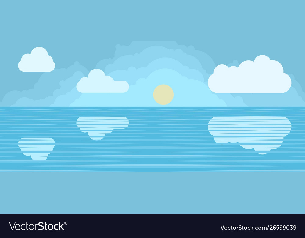 Background image arctic sea and clouds flat style Vector Image