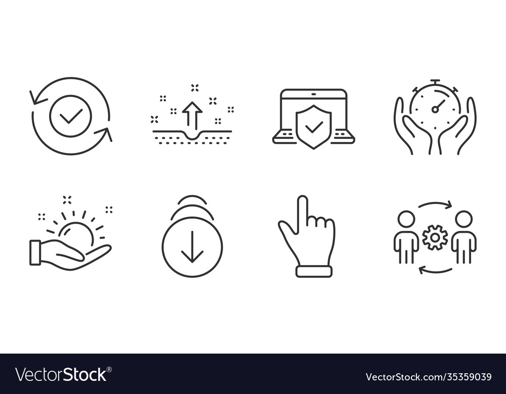 Click hand sunny weather and timer icons set