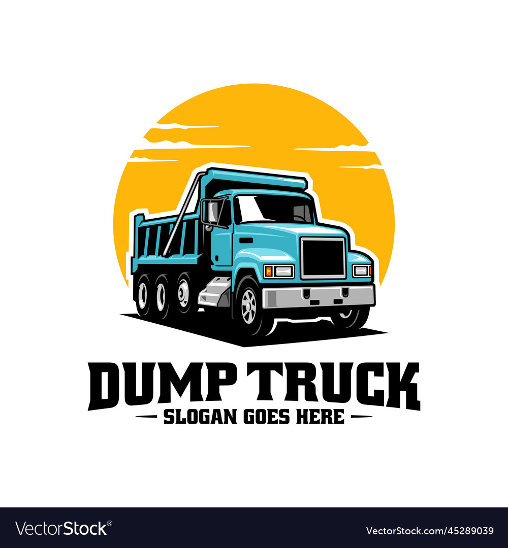 Dump truck trucking premium logo Royalty Free Vector Image