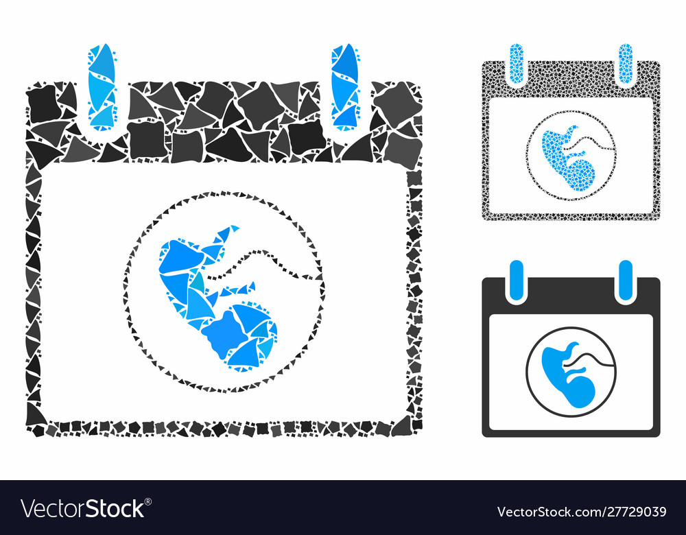 Embryo Kalender Tag Kompositions-Ikone ungleich