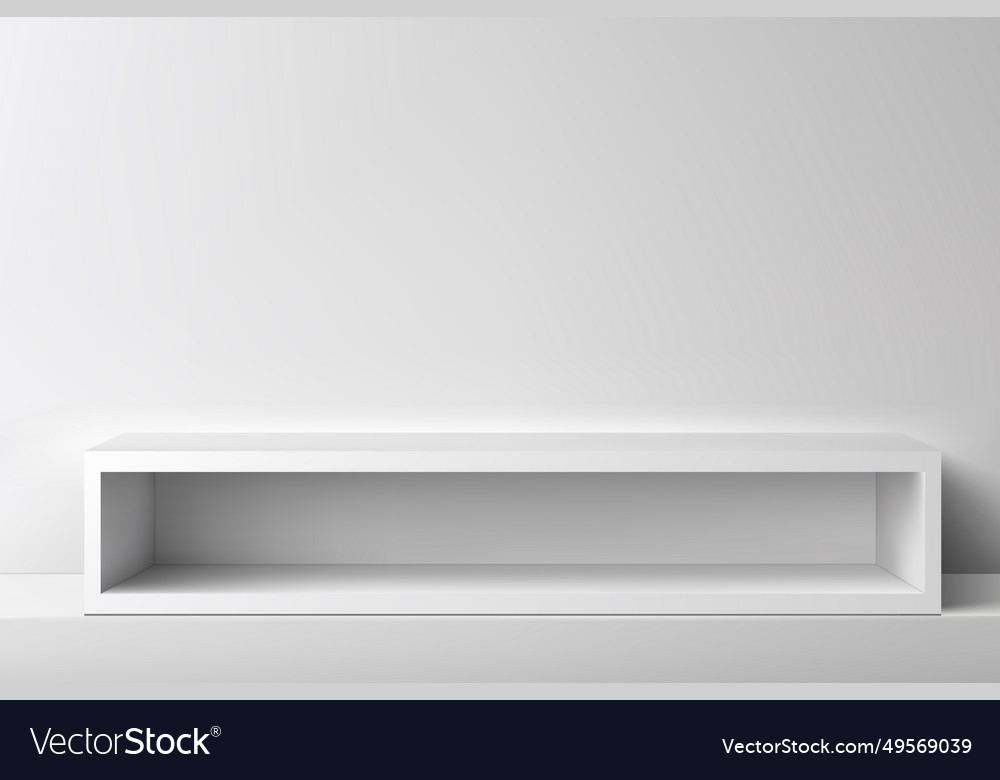 Empty white shelf with shadow on studio background vector image Empty white shelf with shadow on studio background