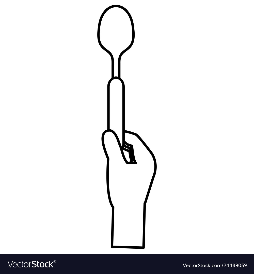 Hand with spoon cutlery Royalty Free Vector Image