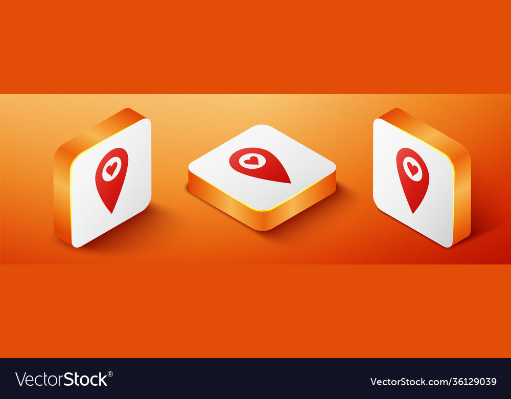 Isometric map pointer with heart icon isolated vector image Isometric map pointer with heart icon isolated