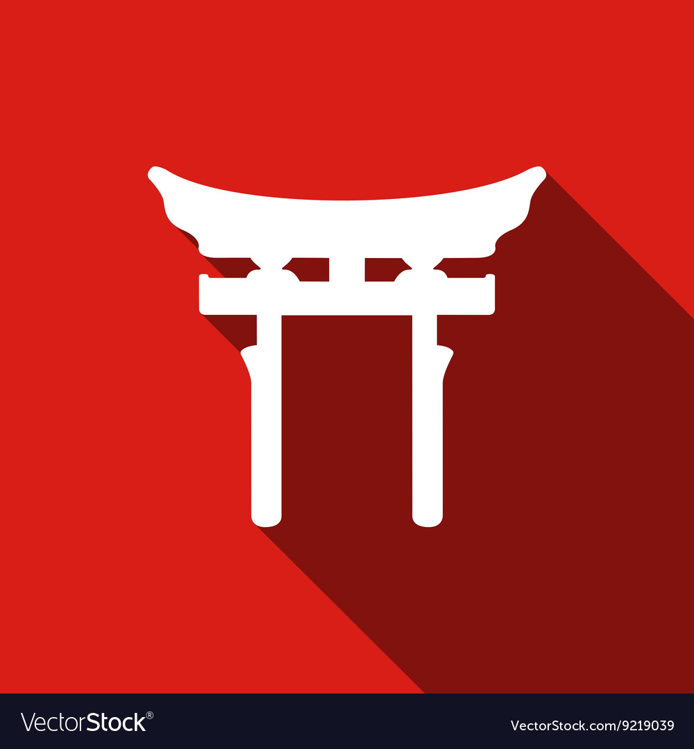 Japan gate torii gate icon with long shadow Vector Image