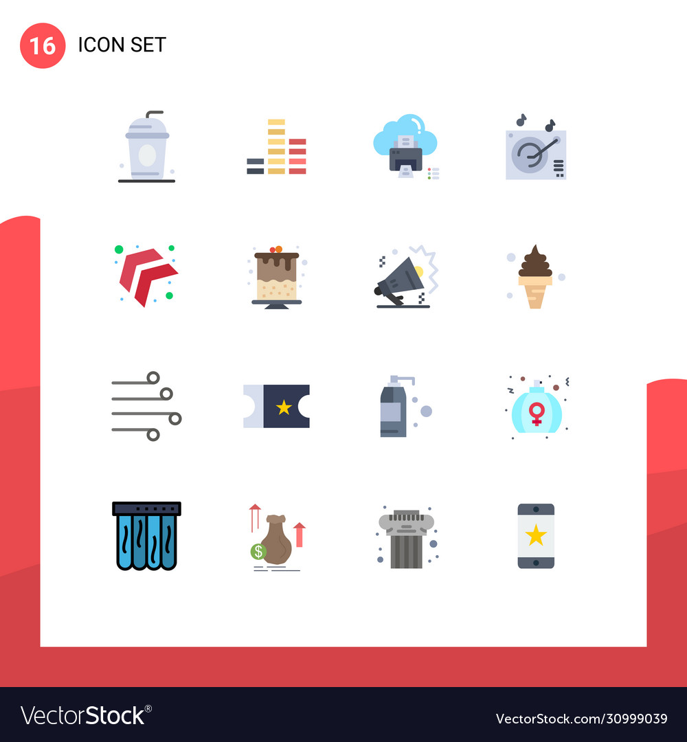 Mobile interface flat color set 16 pictograms