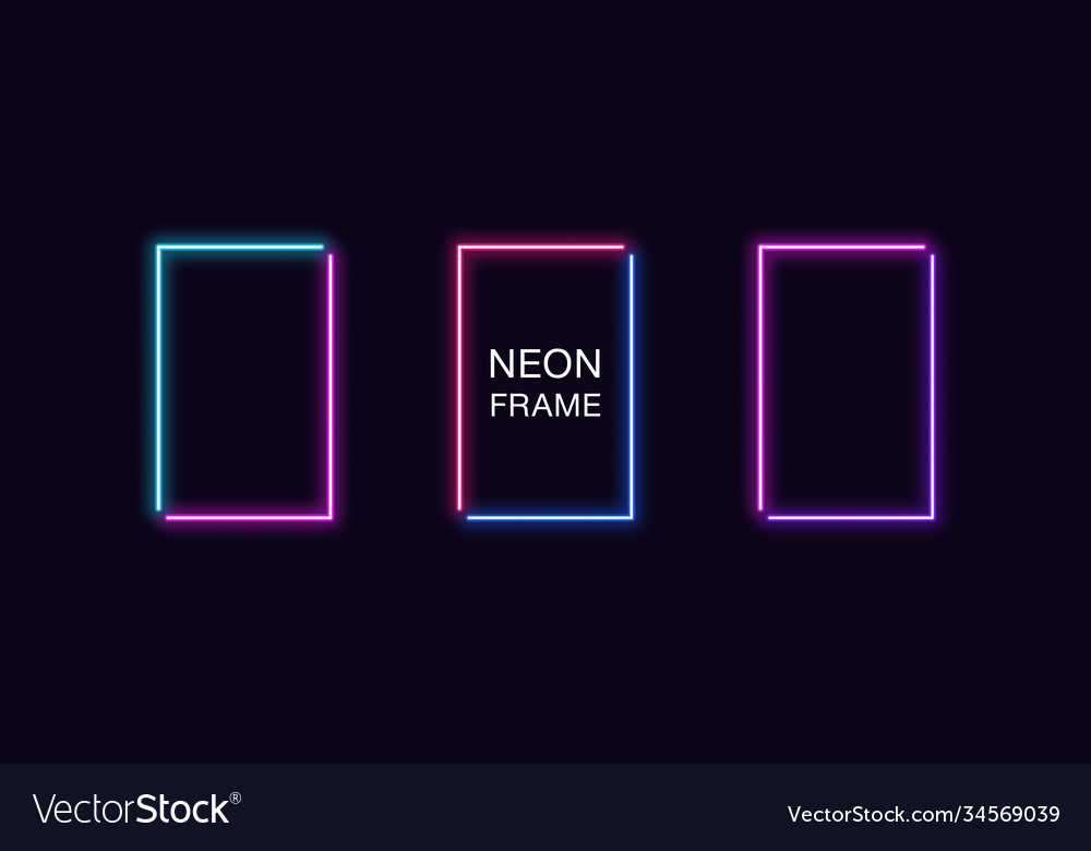 Neon rectangle frame set rectangular Vector Image Neon rectangle frame set rectangular