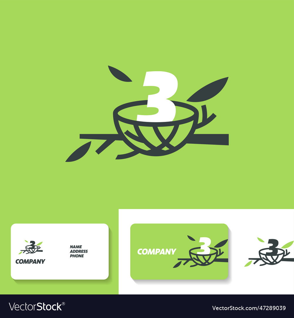 Numeric 3 nest logo vector image Numeric 3 nest logo