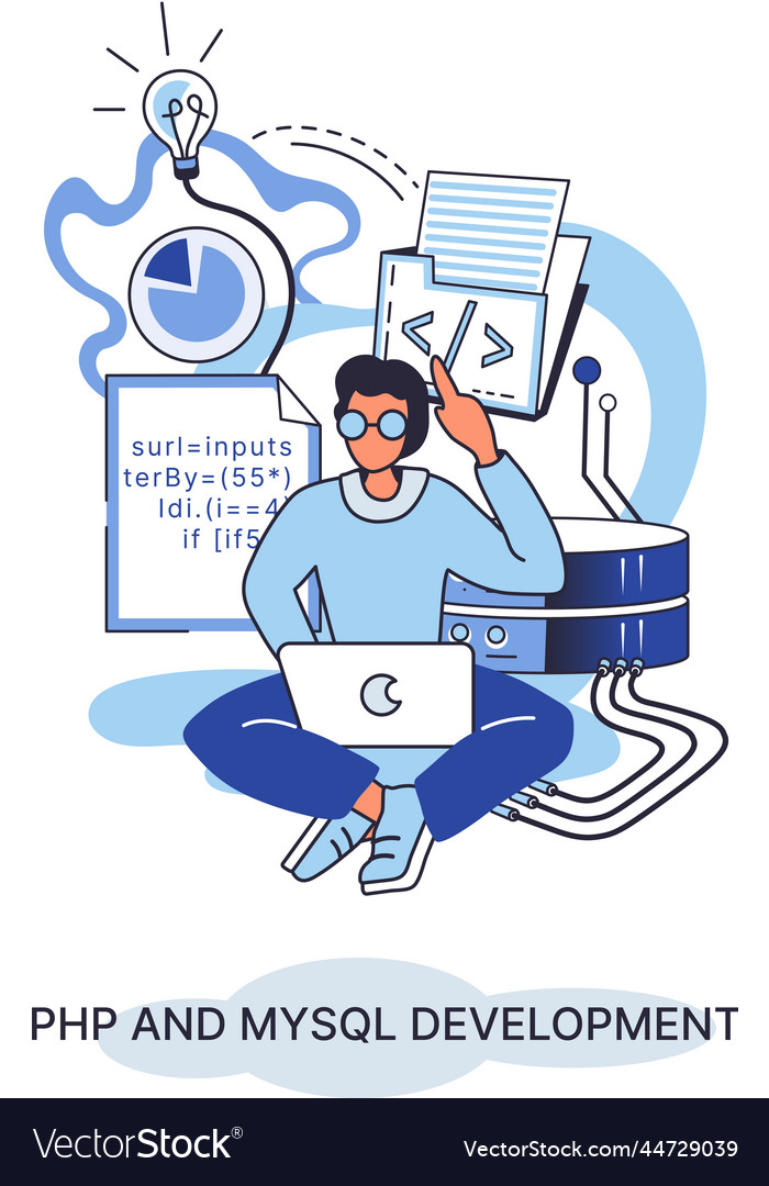Php and mysql development software website vector image Php and mysql development software website