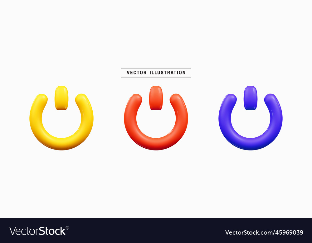 Power on and off button 3d icon render realistic