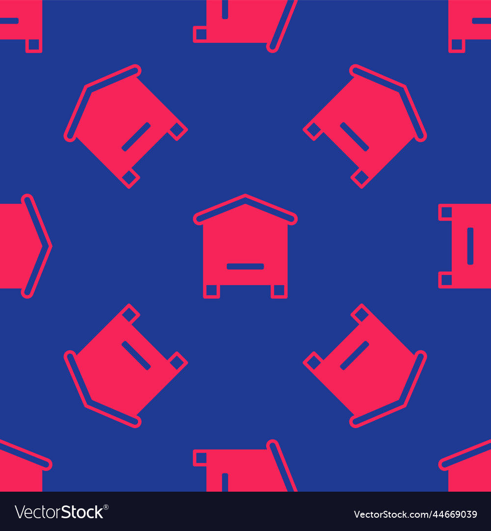 Red hive for bees icon isolated seamless pattern vector image Red hive for bees icon isolated seamless pattern