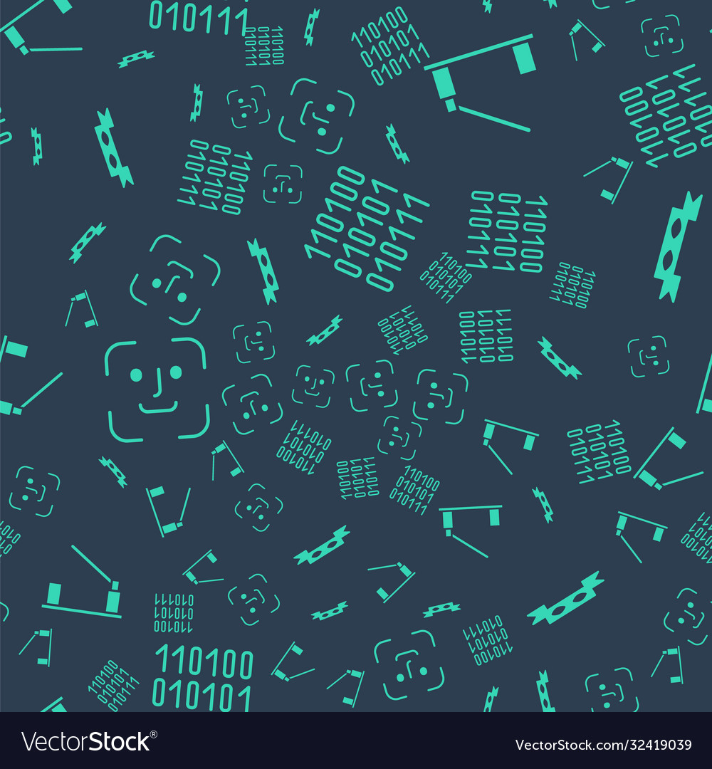 Set binary code parking car barrier face vector image Set binary code parking car barrier face