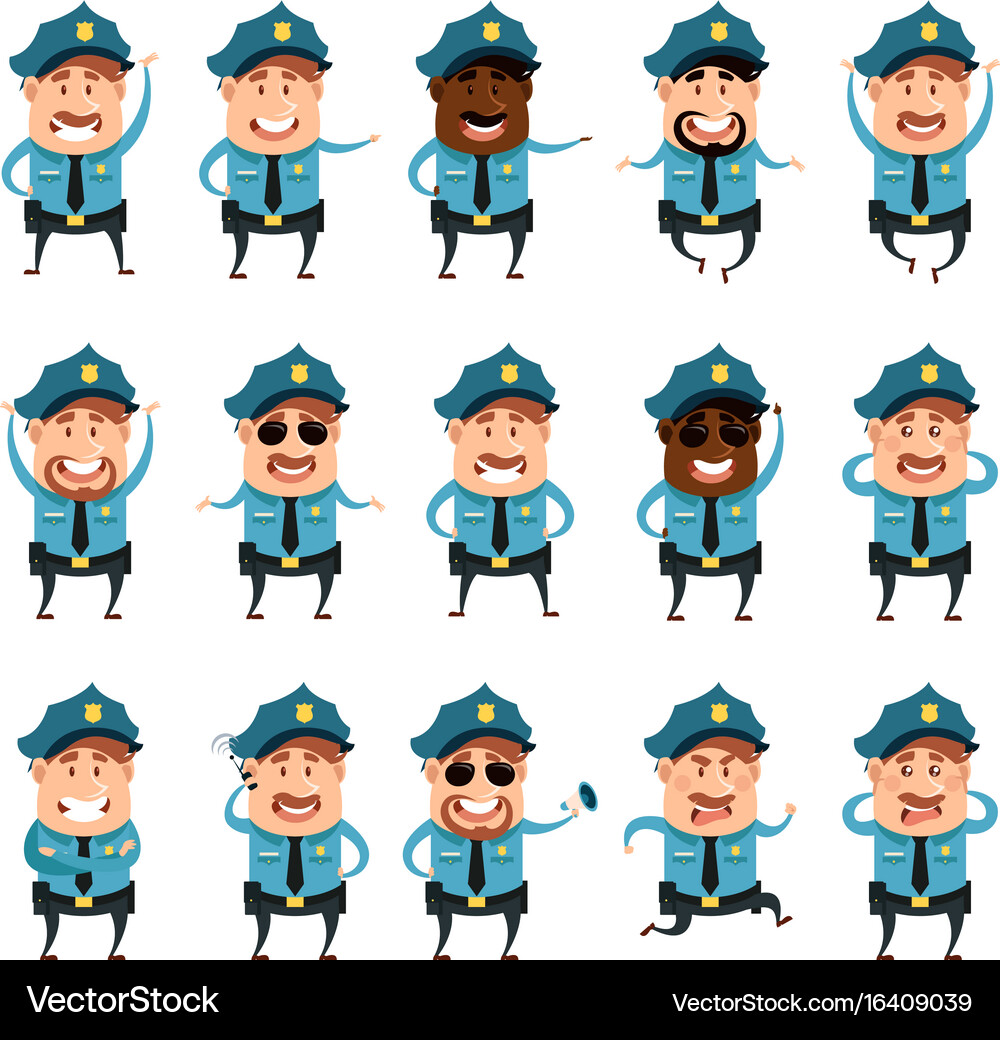 Set flat police men icons Royalty Free Vector Image