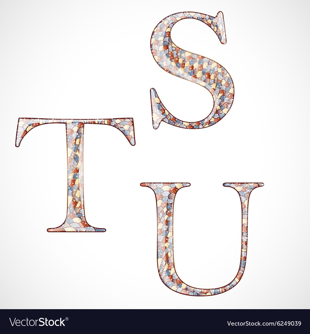 Set with abstract letters