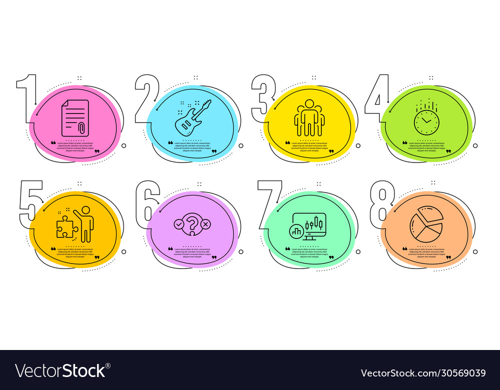 Strategy attachment and quiz test icons set