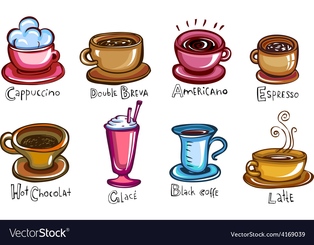 Download Types coffee Royalty Free Vector Image - VectorStock