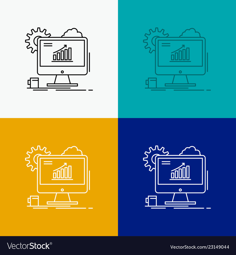 Analytics chart seo web setting icon over various vector image Analytics chart seo web setting icon over various