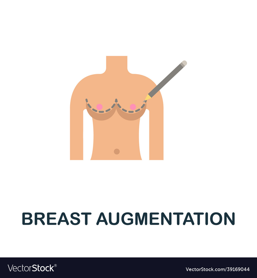 Breast augmentation flat icon colored sign from