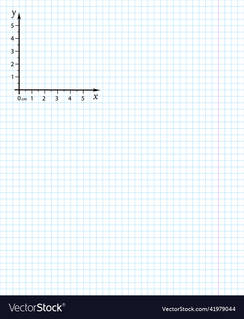 Cartesian coordinate system on a notebook sheet vector image Cartesian coordinate system on a notebook sheet