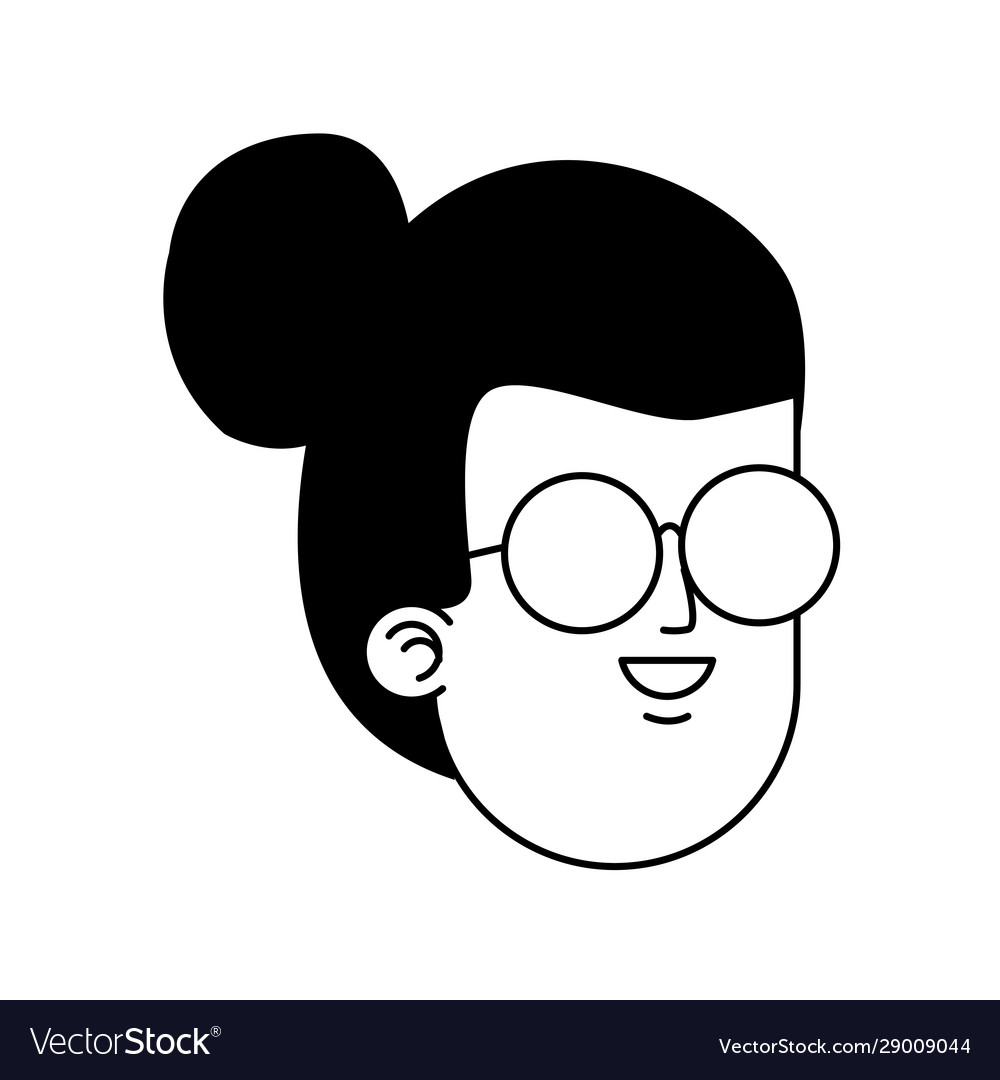 Cartoon Girl With Glasses Icon Flat Design Vector Image