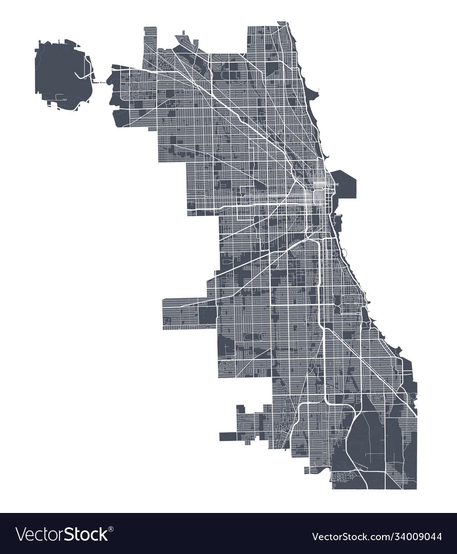 Chicago map detailed city poster Royalty Free Vector Image