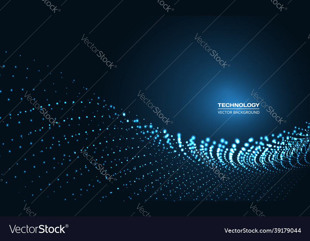 Digital abstract technology particle wave in dark Vector Image Digital abstract technology particle wave in dark
