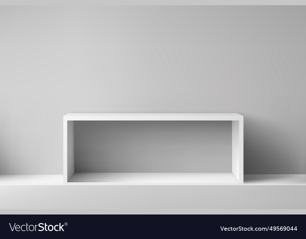 Empty white shelf with shadow on studio background vector image Empty white shelf with shadow on studio background