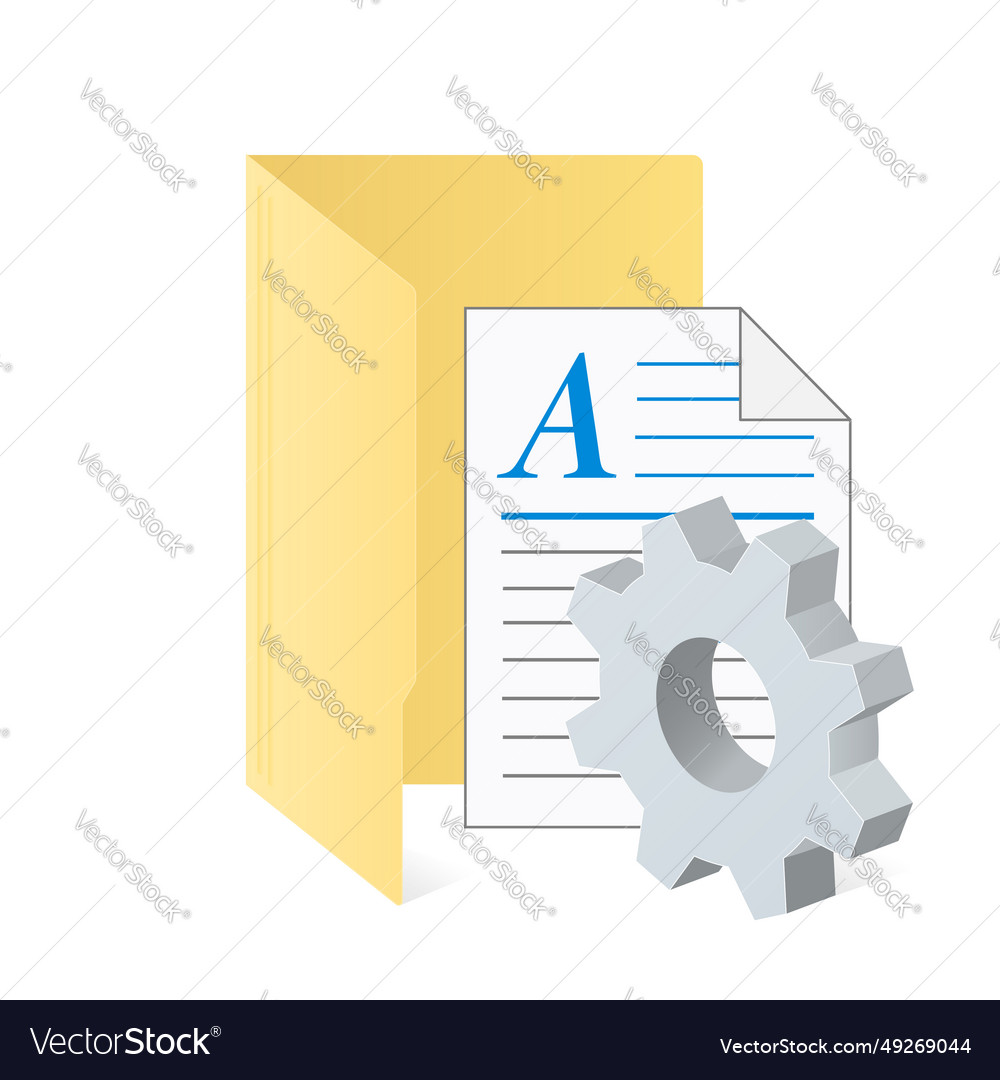 File computer folder and document with gear icon
