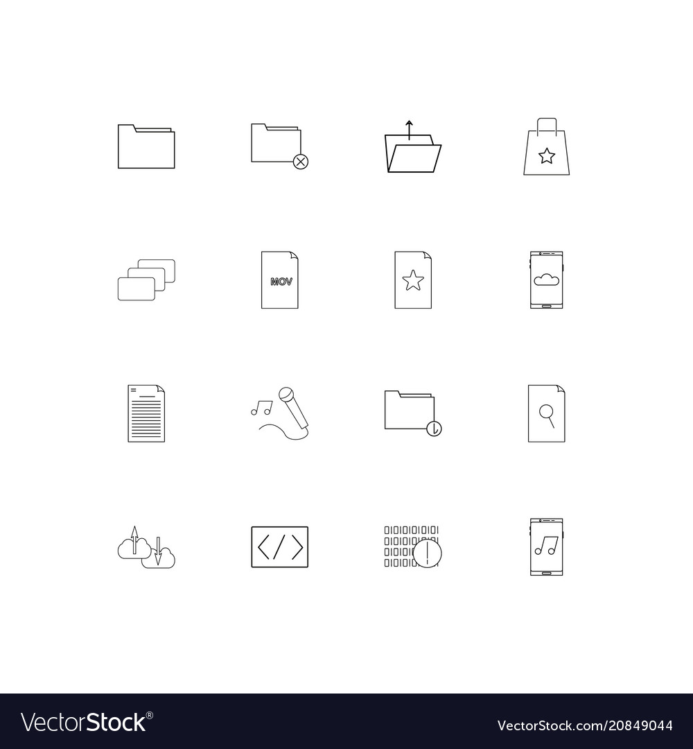 Files and folders sign linear thin icons set