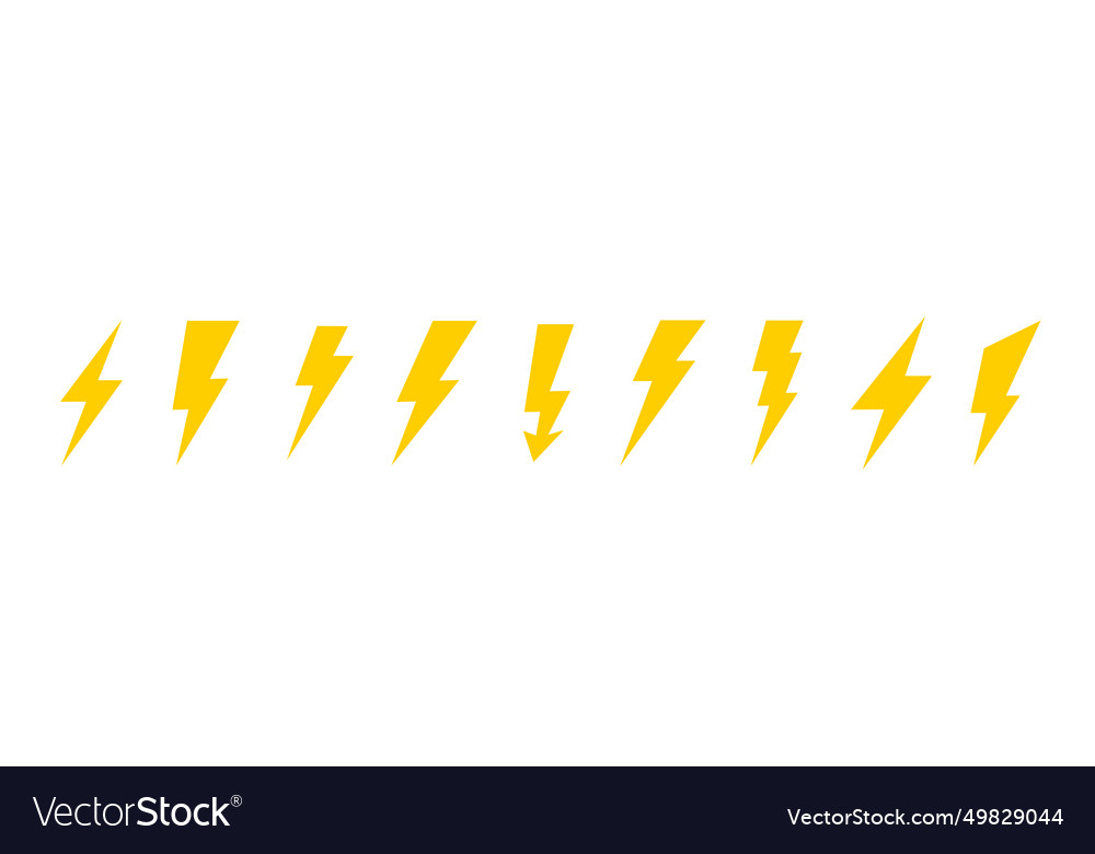 Lightning icons set thunder and bolt flash icon vector image Lightning icons set thunder and bolt flash icon