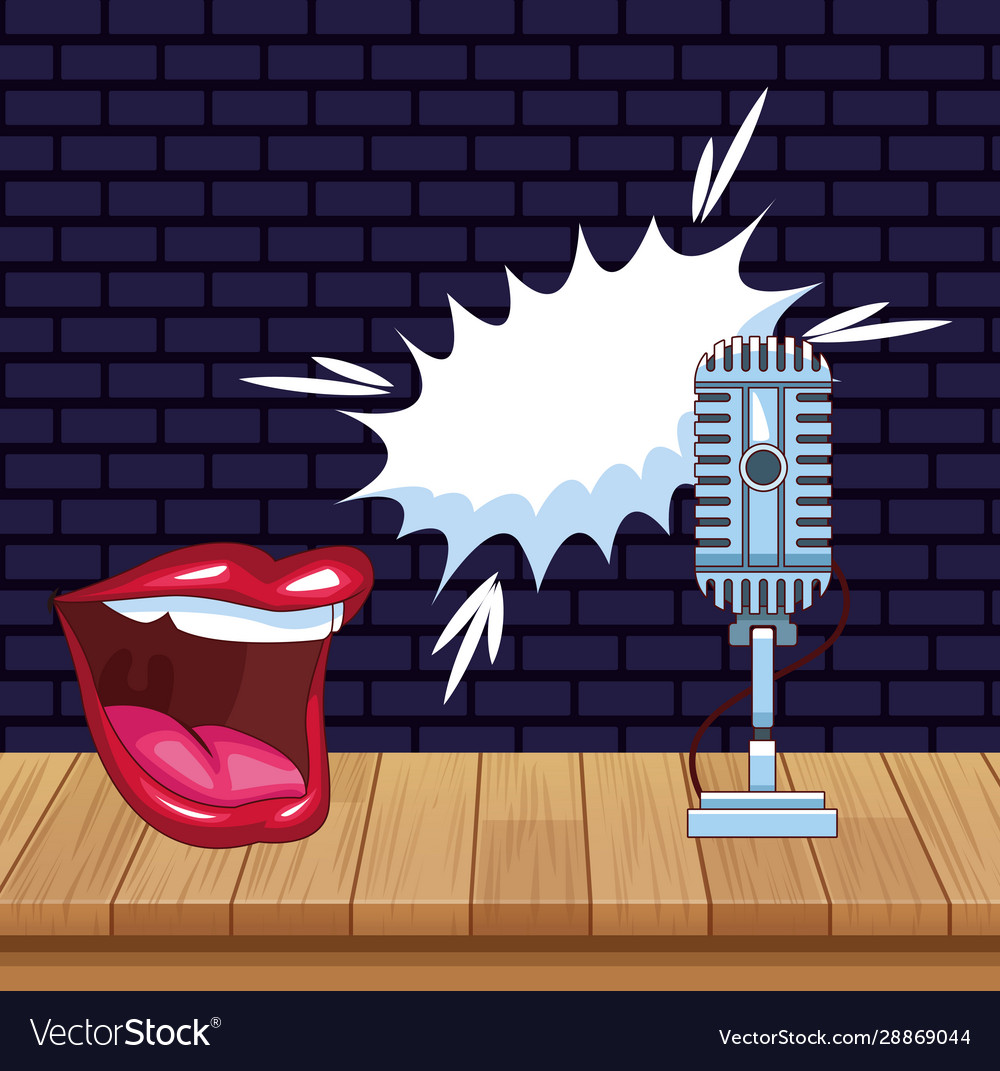 Mouth talking microphone stage stand up comedy