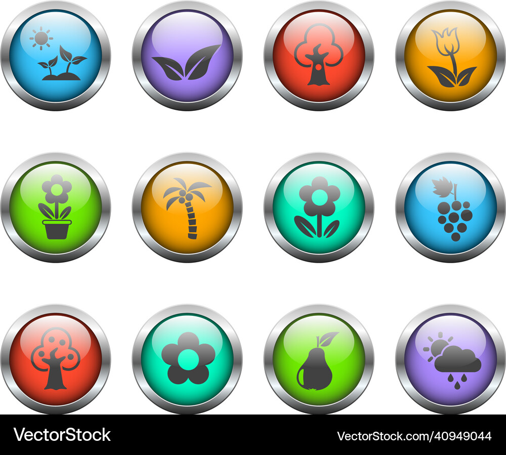 Plants icon set Royalty Free Vector Image - VectorStock