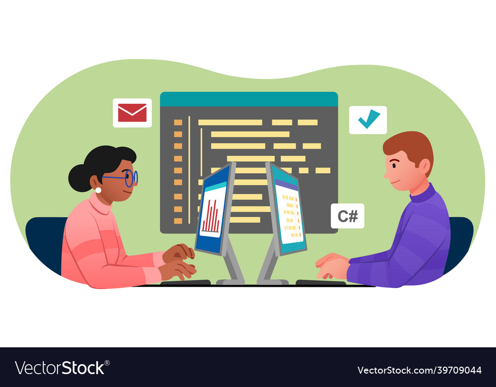 Programmers working in office vector image Programmers working in office