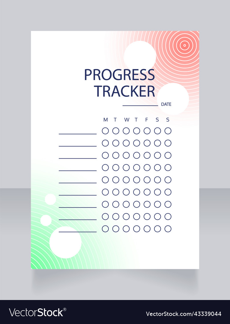 Progress tracker worksheet design template vector image Progress tracker worksheet design template