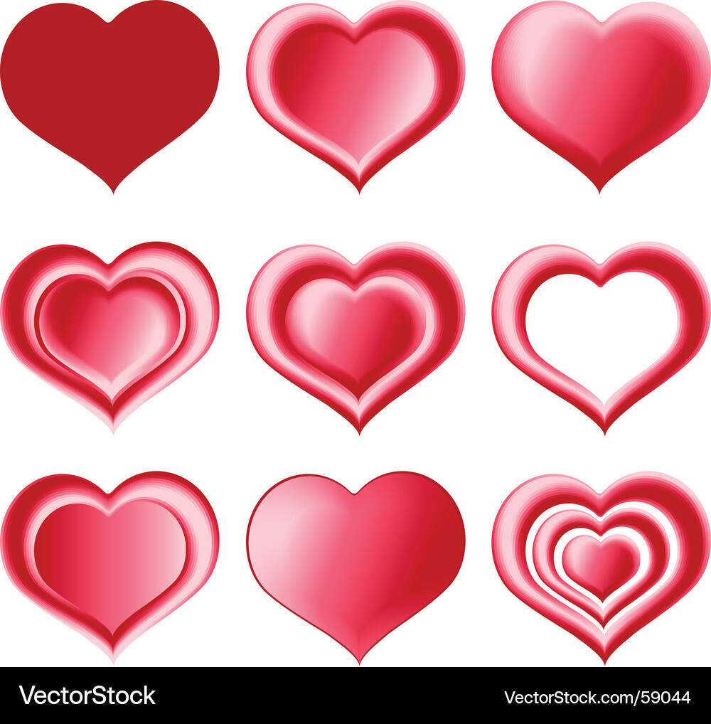 Red hearts Royalty Free Vector Image - VectorStock