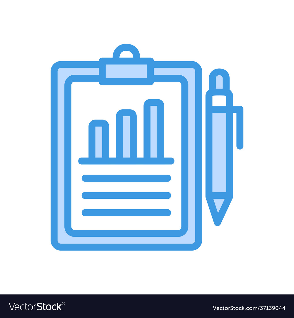 Report icon in blue style about marketing and Vector Image