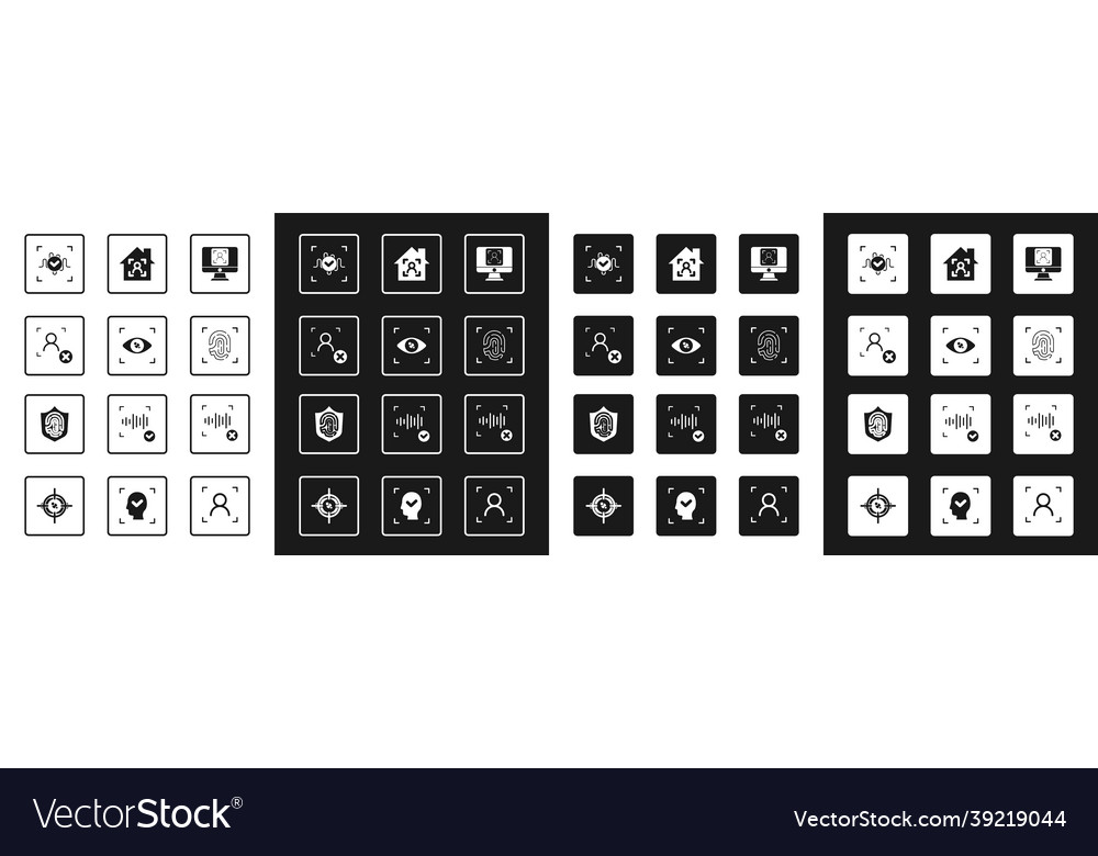 Set face recognition eye scan rejection Vector Image Set face recognition eye scan rejection