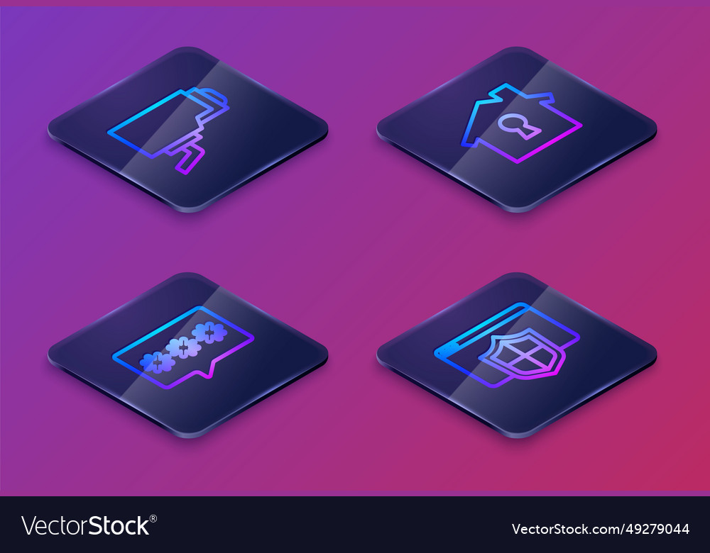 Set isometric line security camera password vector image Set isometric line security camera password