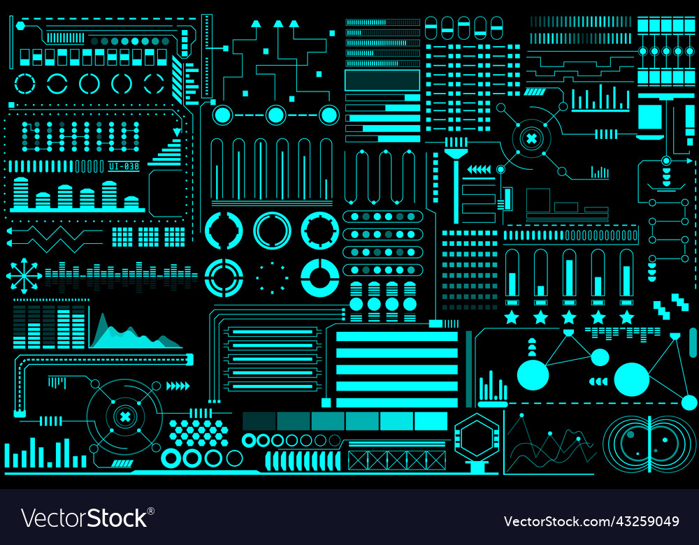 Abstract hud futuristic ui monitoring template vector image Abstract hud futuristic ui monitoring template