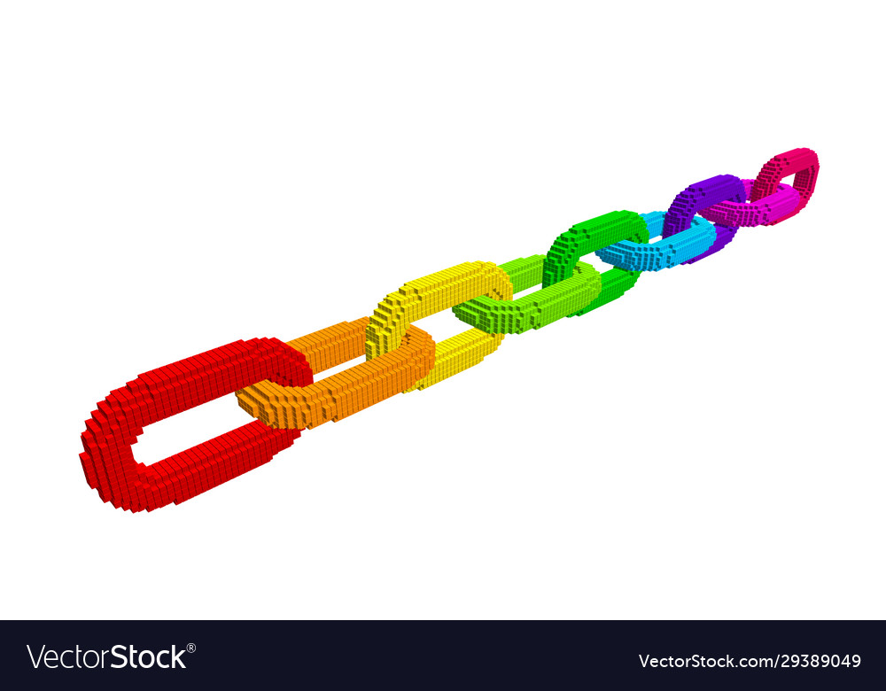 Abstract voxel chain blockchain concept 3d vector image Abstract voxel chain blockchain concept 3d