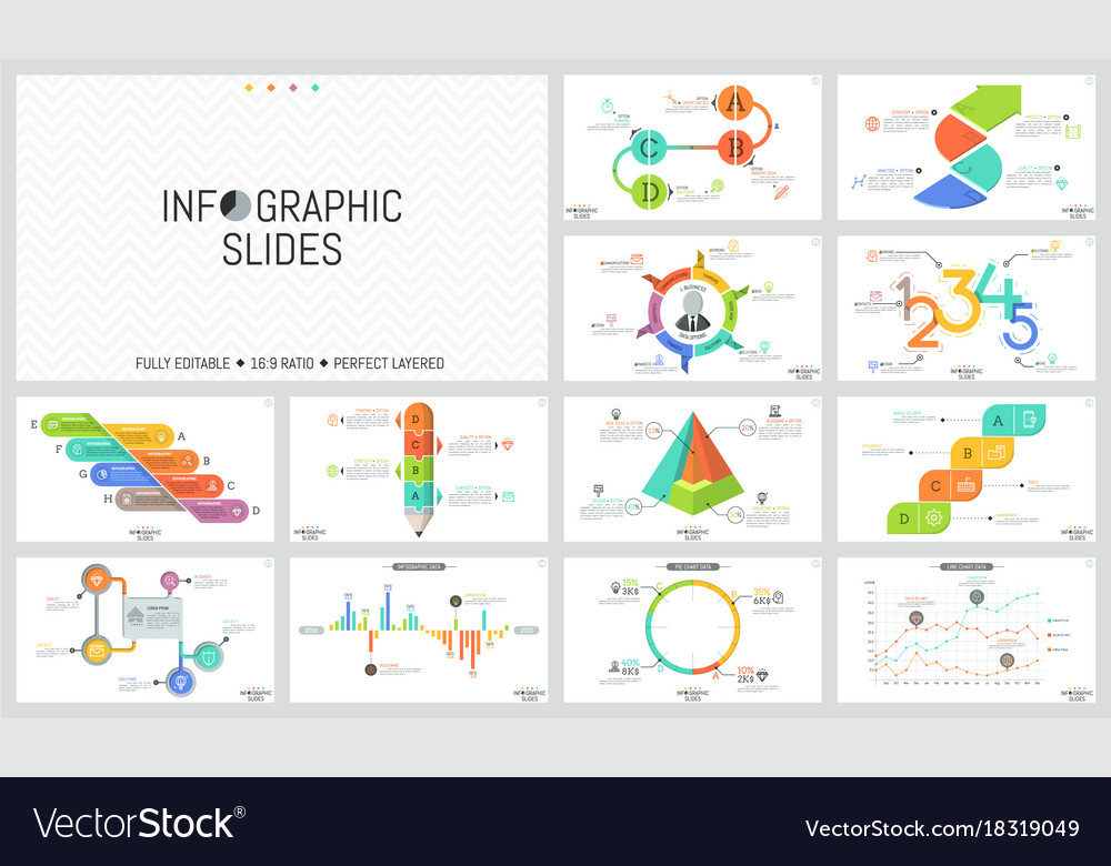 Big set of minimal infographic design templates Vector Image