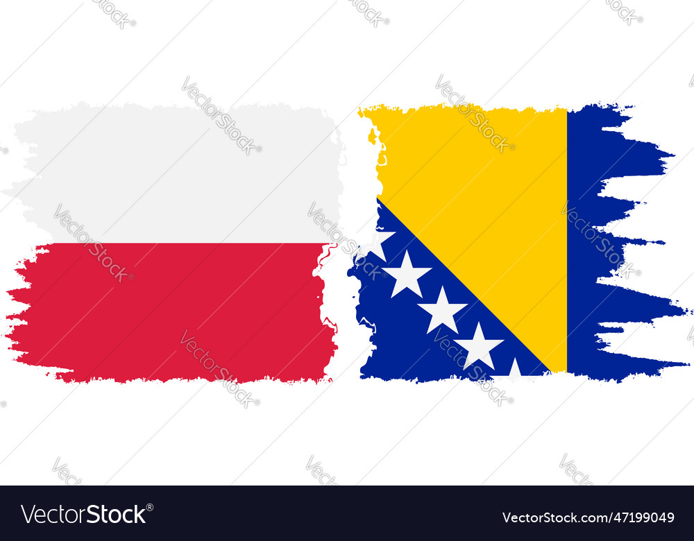 Bosnia and herzegovina and poland grunge flags Vector Image