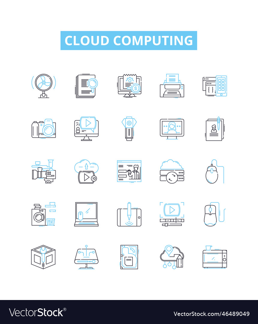 Cloud computing line icons set Vector Image Cloud computing line icons set