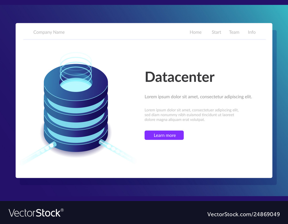 Data center web template server room vector image Data center web template server room