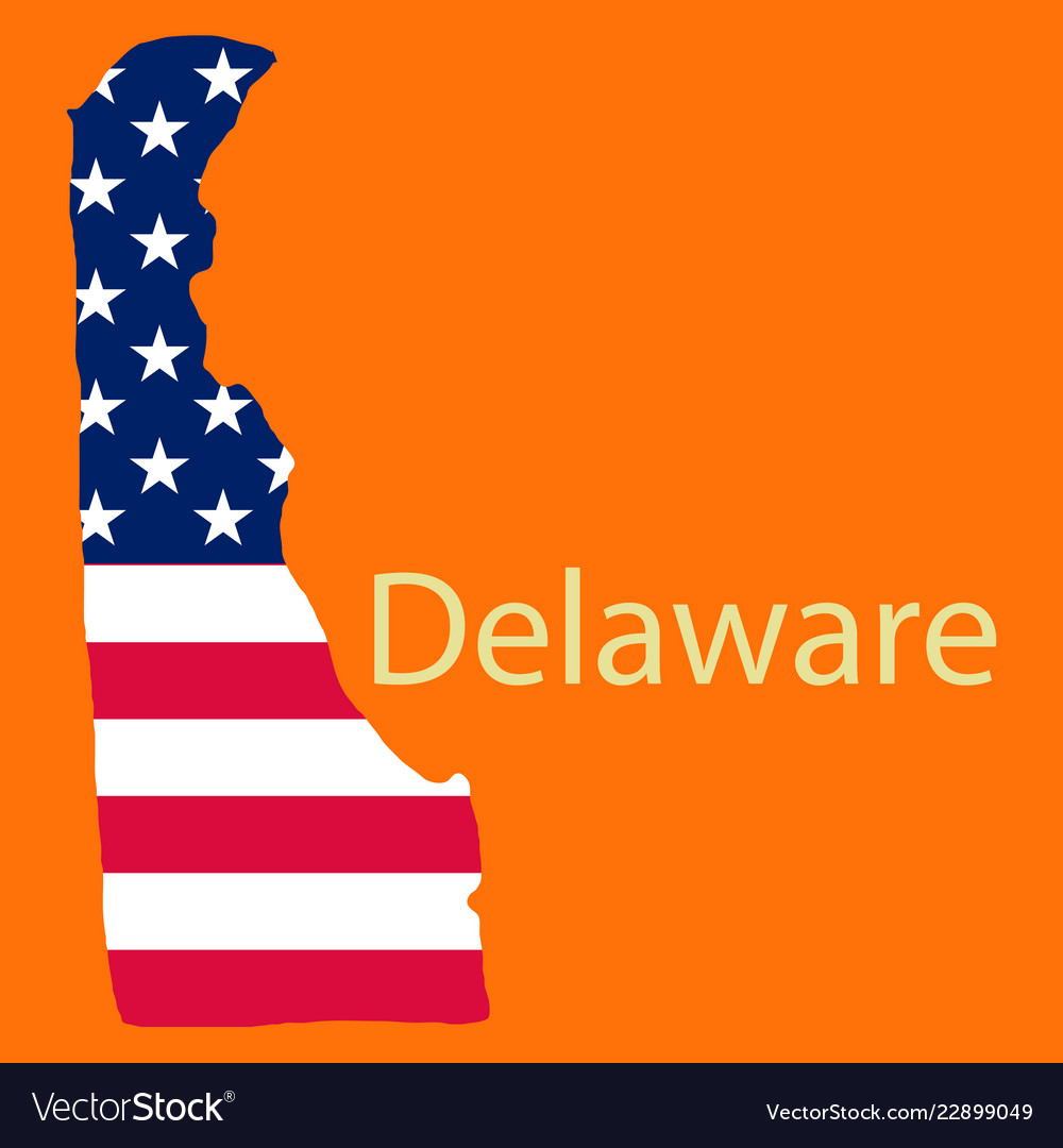 Delaware Zustand von america mit Landkarte Flaggendruck