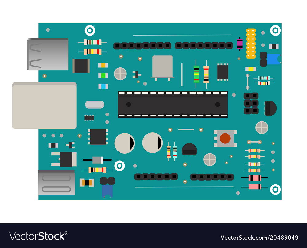 Diy electronic mega board with a microprocessor Vector Image