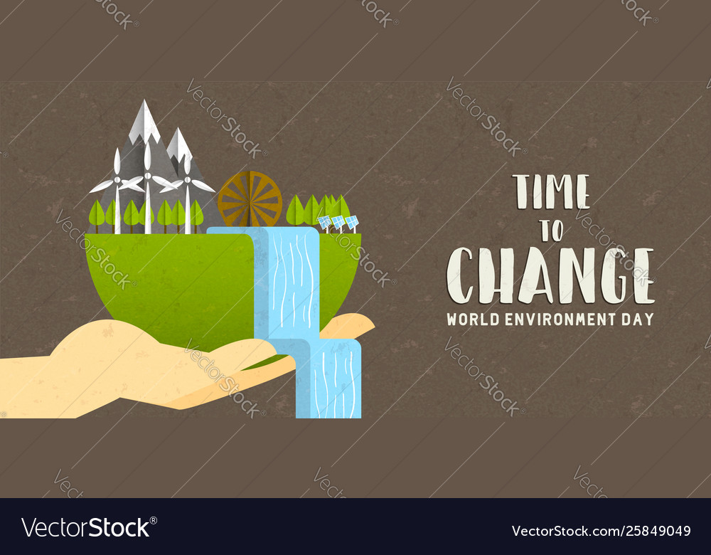 Environment Day Banner Green Earth Landscape Vector Image