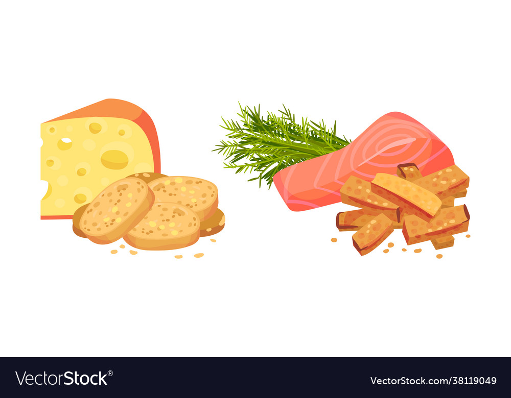 Flavored crouton as pieces seasoned rebaked