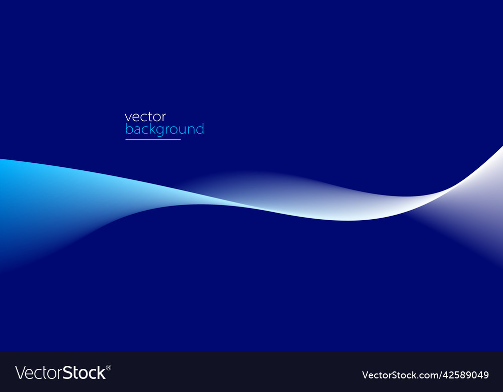 Flowing dark blue curve shape with soft gradient vector image Flowing dark blue curve shape with soft gradient